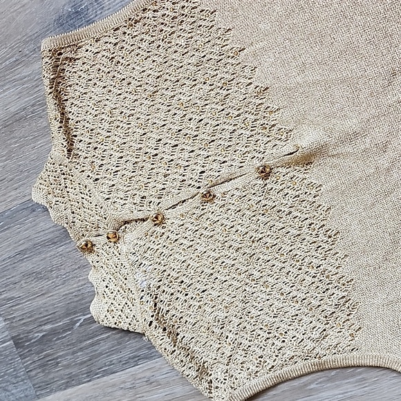 St. John Metallic Gold Sleeveless Blouse - Picture 11 of 16